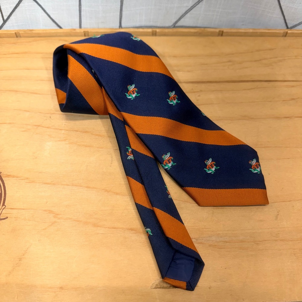 Campus‎ Classics Necktie OS Navy Orange Florida Gators Striped Mascot Silk Tie